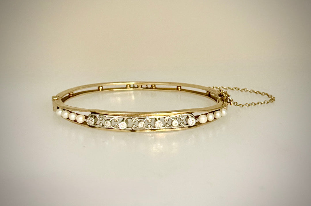 Victorian Pearl & Diamond Bangle