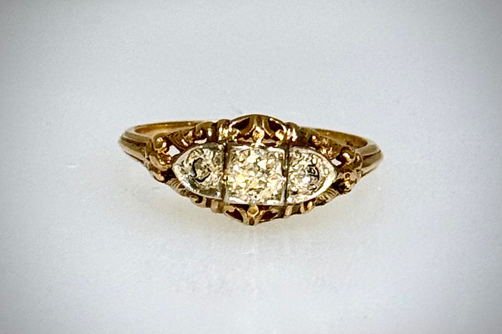 Three Diamond Victorian Ring