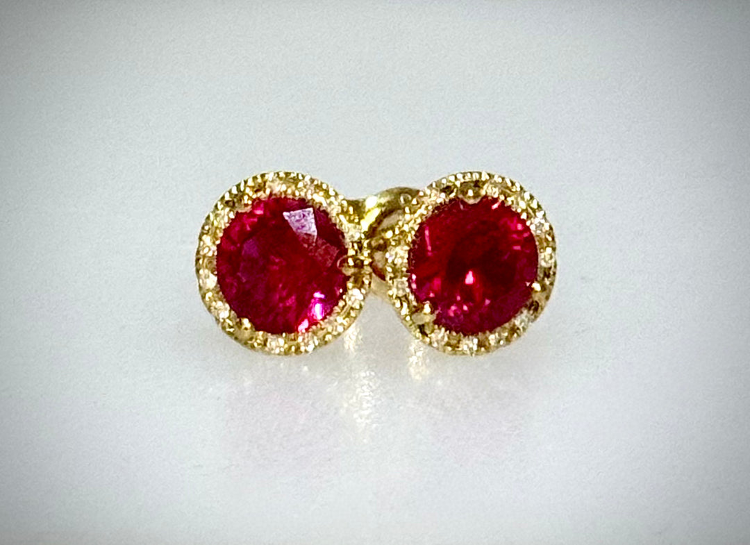 Synthetic Ruby Stud Earrings