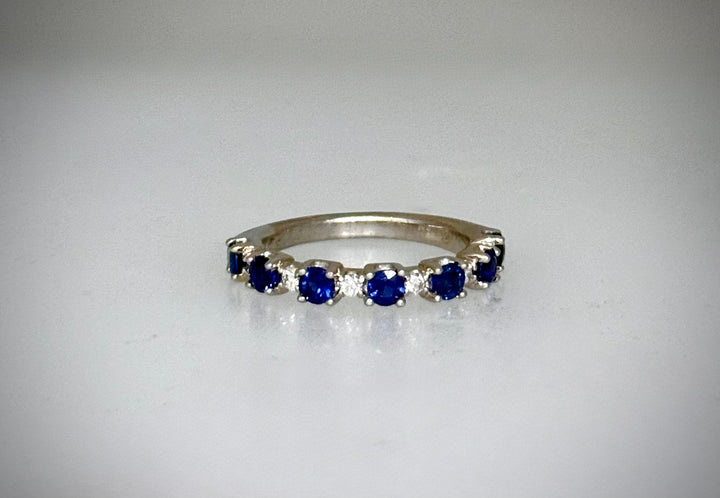 1.17 Carat Platinum Sapphire and Diamond Band