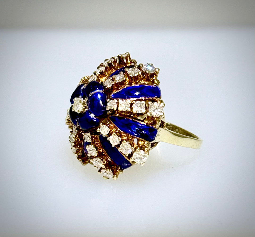 Cobalt Blue Enamel Ring