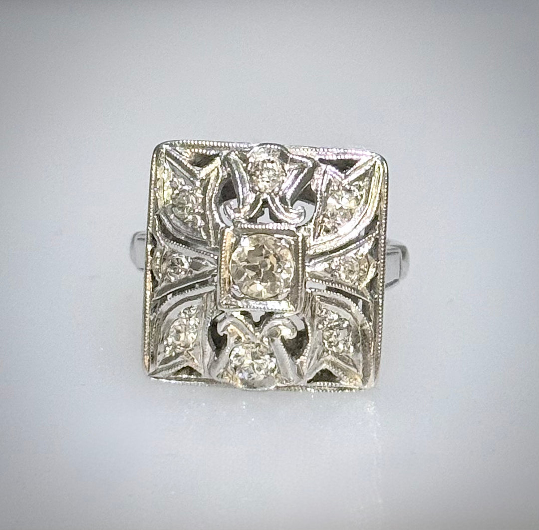 Square Top Art Deco Ring