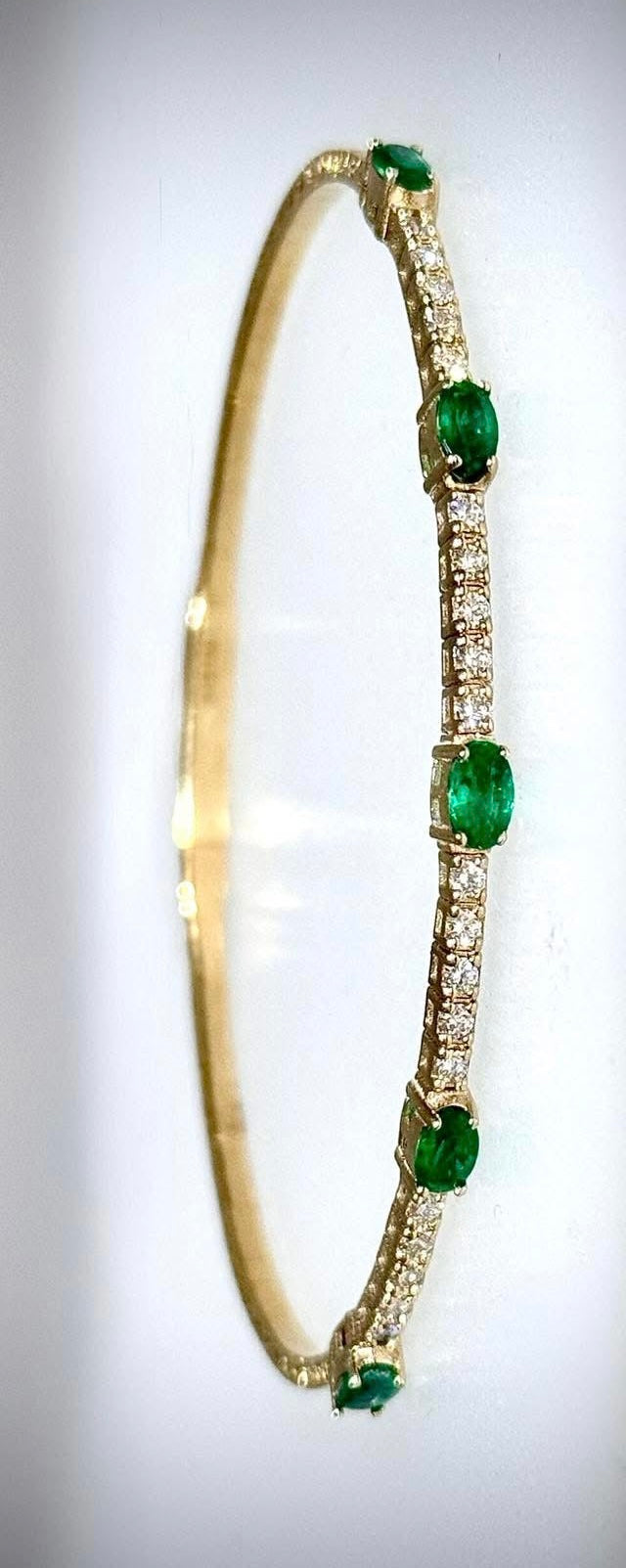 Emerald and Diamond Bangle Flex Bracelet