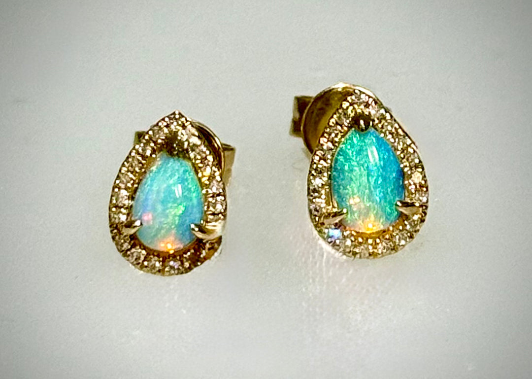 Pear Shaped Opal Studs