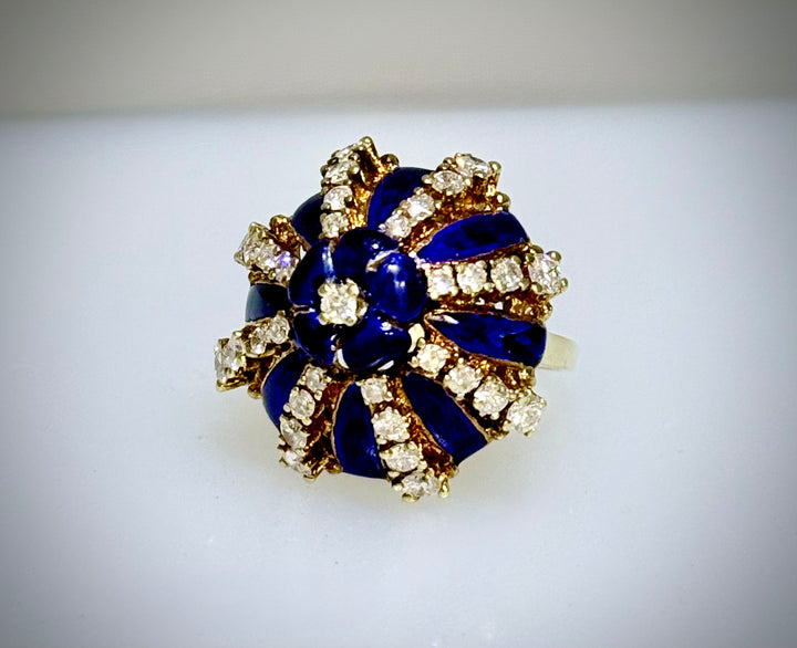 Cobalt Blue Enamel Ring