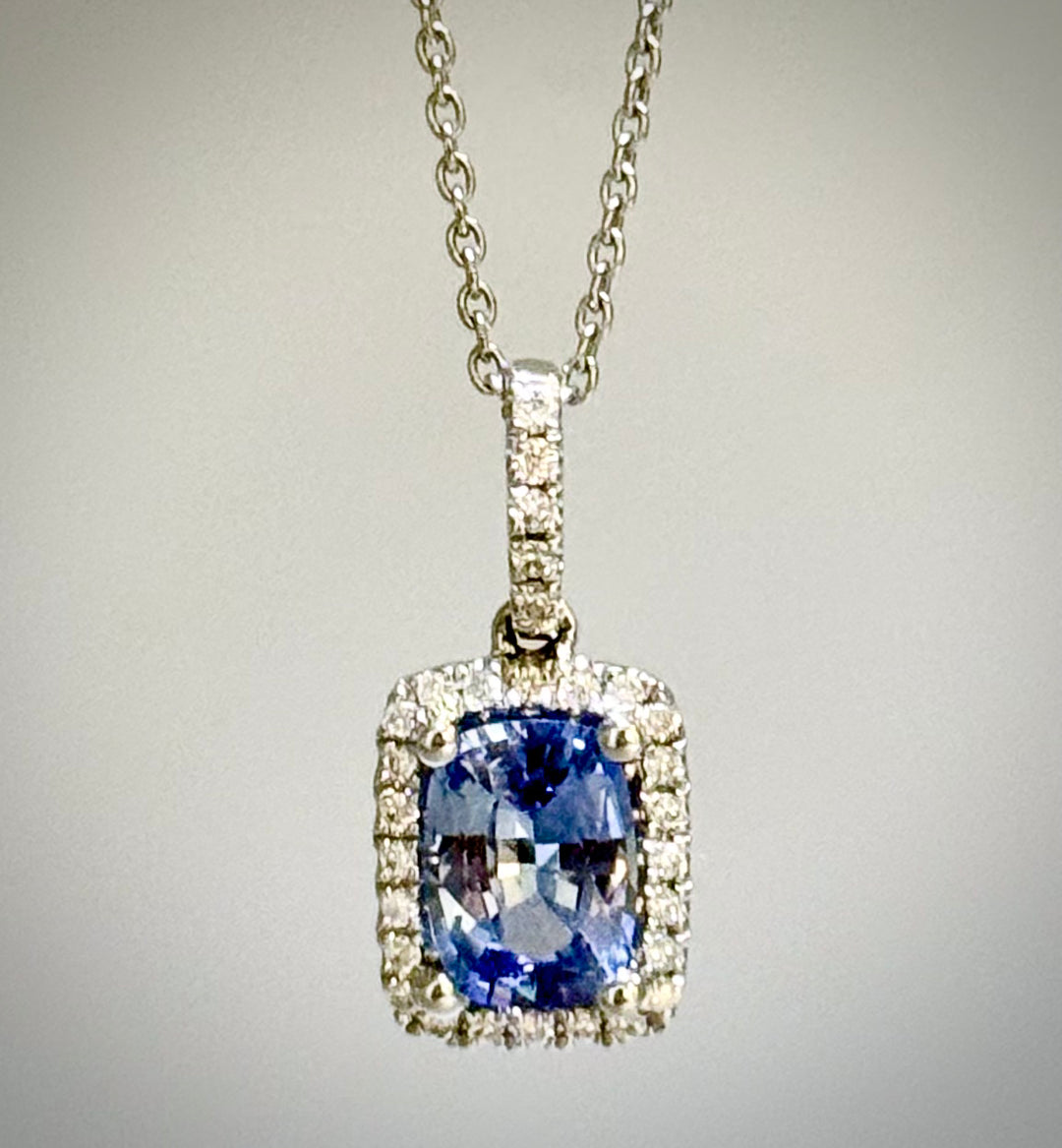 0.91 Cushion Cut Sapphire Pendant