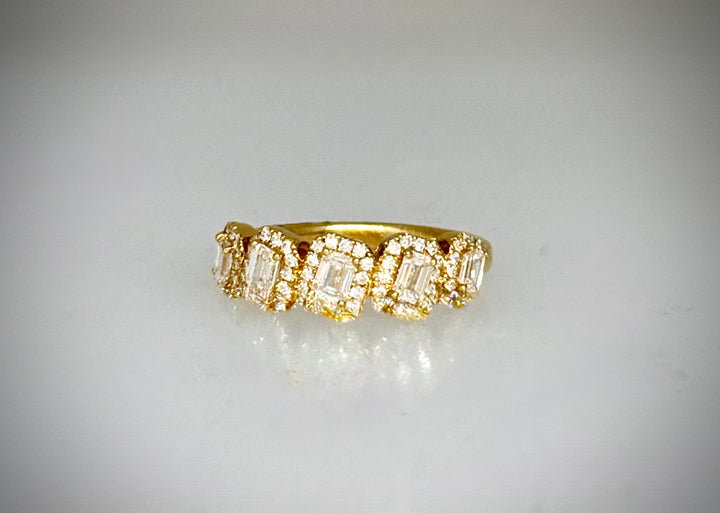 .93 Carat Emerald Cut 18-Karat Diamond Band
