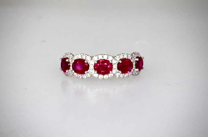 5 Oval Ruby and Diamond Band