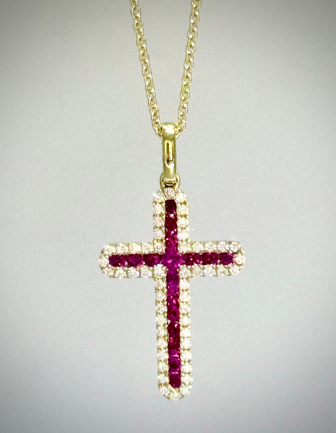18 Karat Yellow Ruby Cross