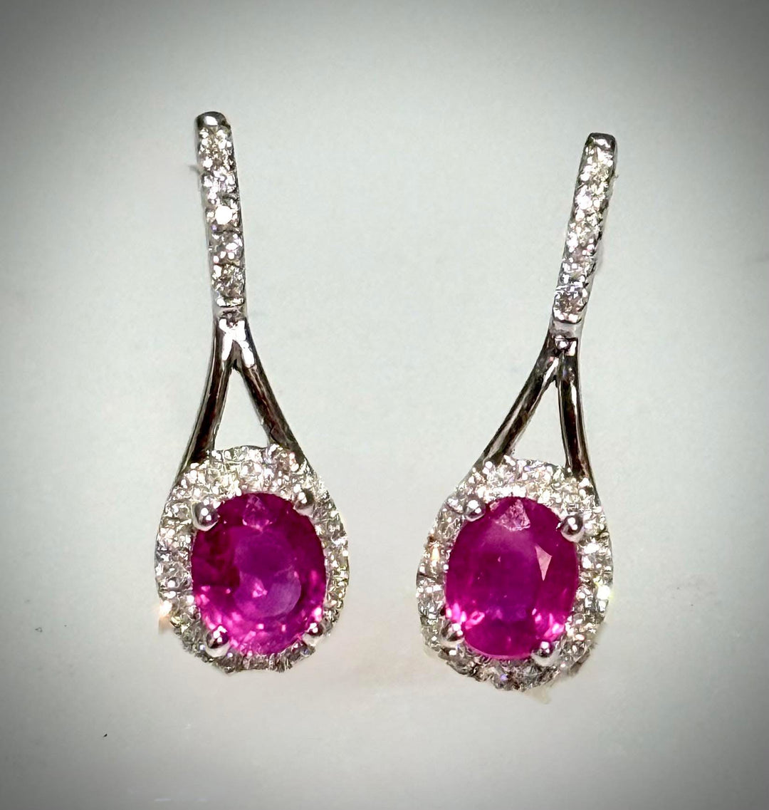 .75 Carat Oval Ruby Earrings