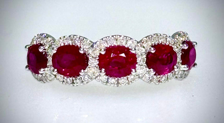 5 Oval Ruby and Diamond Band