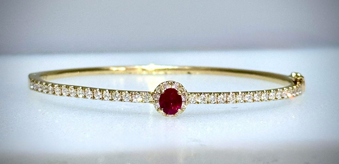 Diamond Bangle With Ruby Center