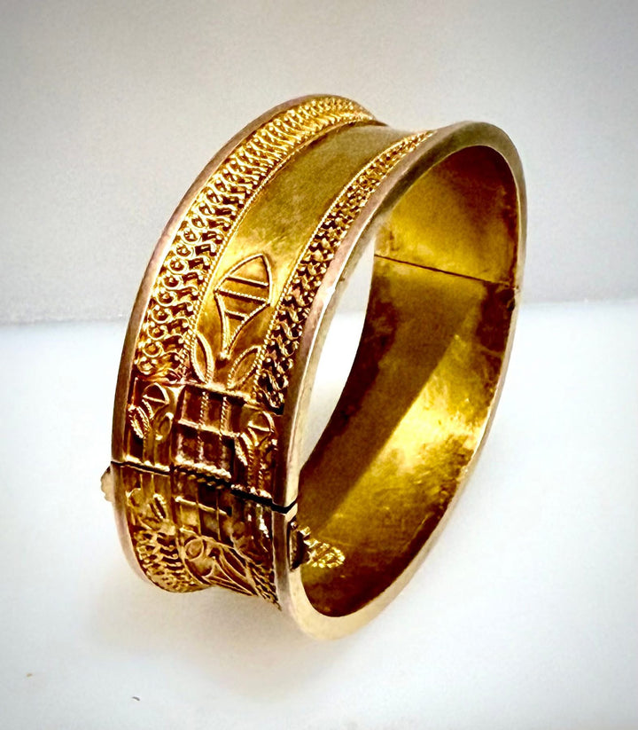 Victorian Bangle with Etruscan Enamel