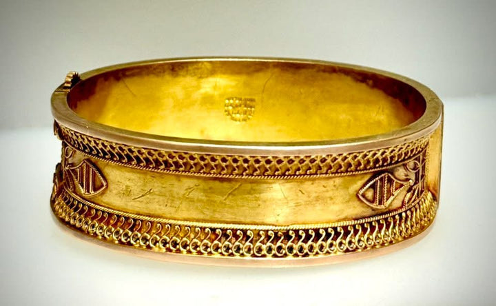 Victorian Bangle with Etruscan Enamel
