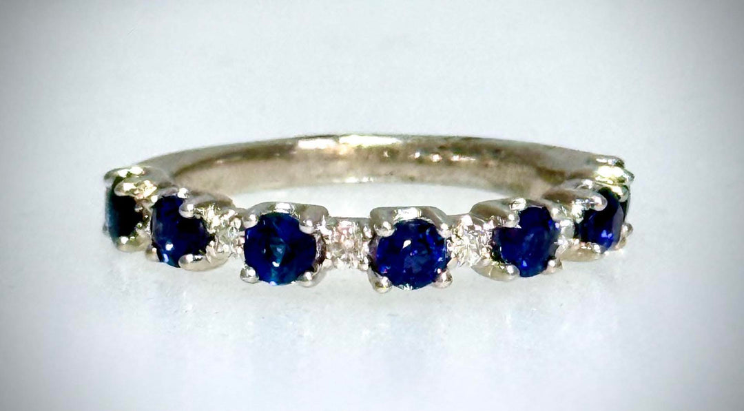 1.17 Carat Platinum Sapphire and Diamond Band