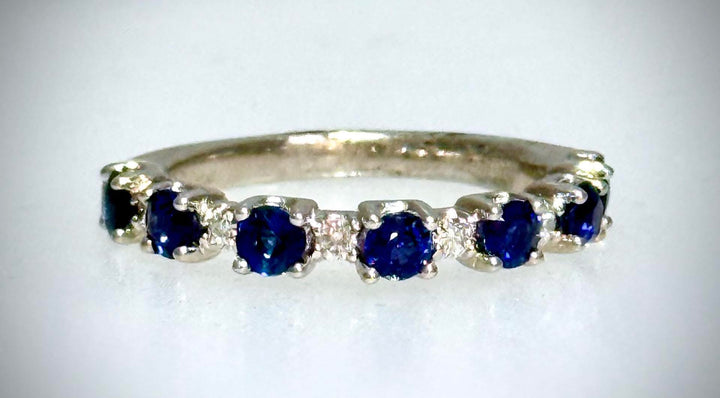 1.17 Carat Platinum Sapphire and Diamond Band