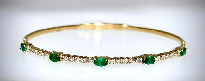 Emerald and Diamond Bangle Flex Bracelet
