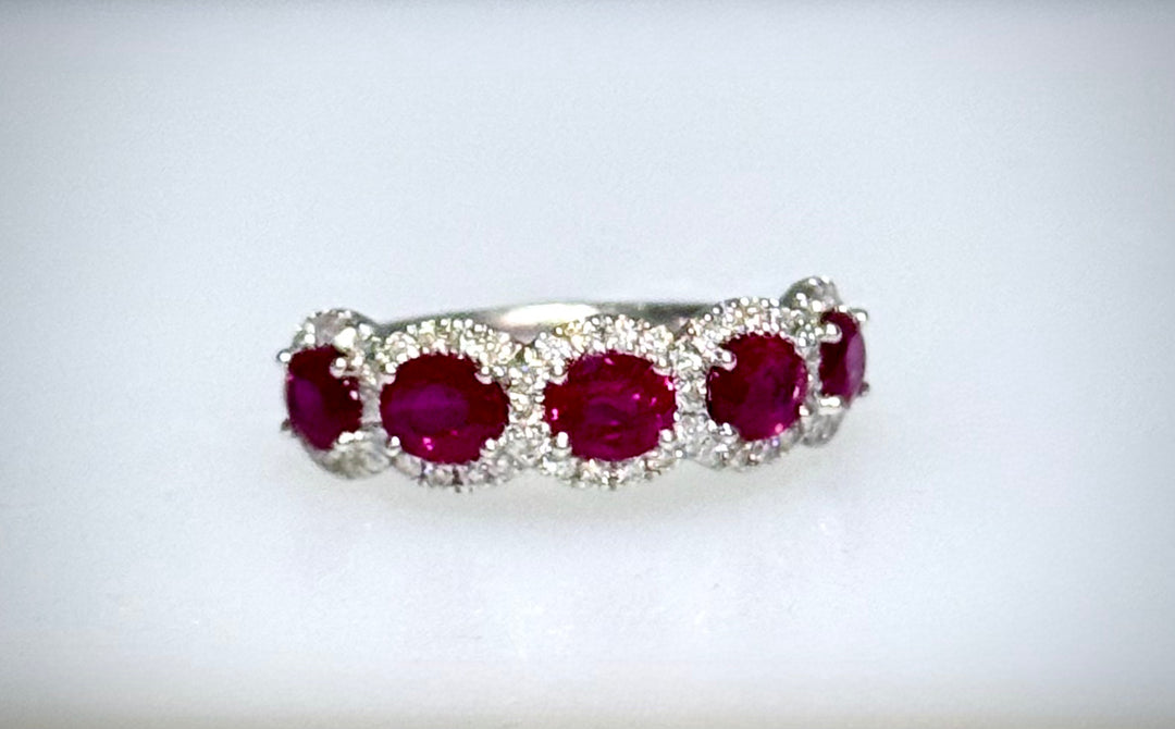 5 Oval Ruby and Diamond Band