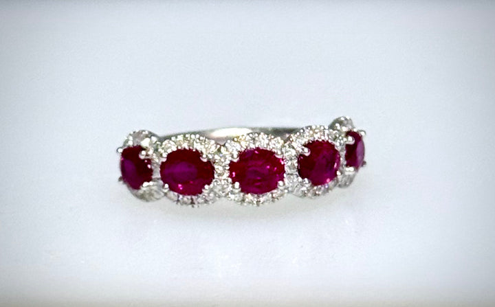 5 Oval Ruby and Diamond Band