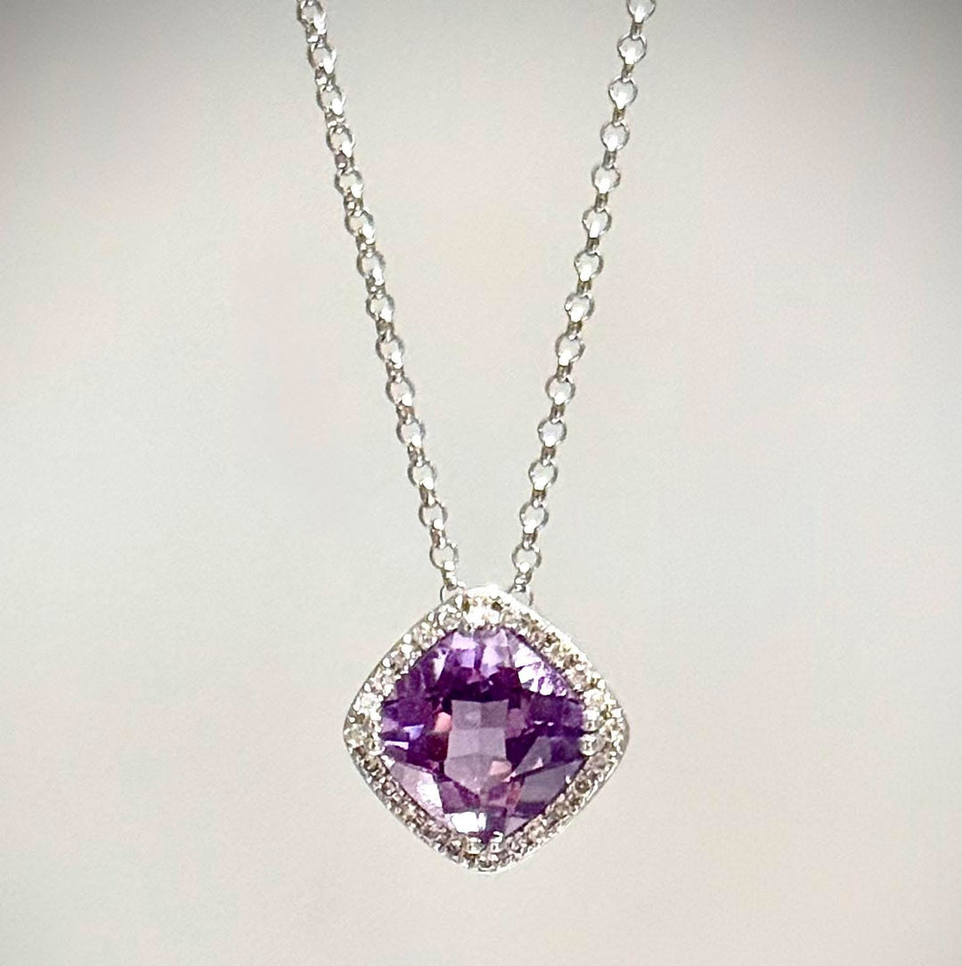 Cushion Cut Amethyst Pendant