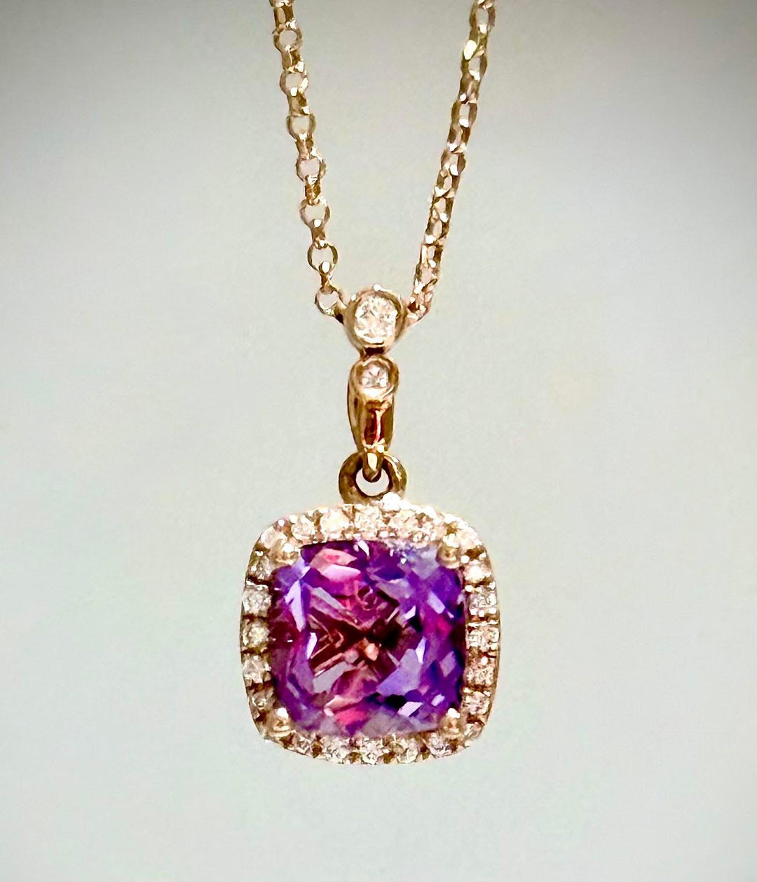 Cushion Cut Amethyst Pendant