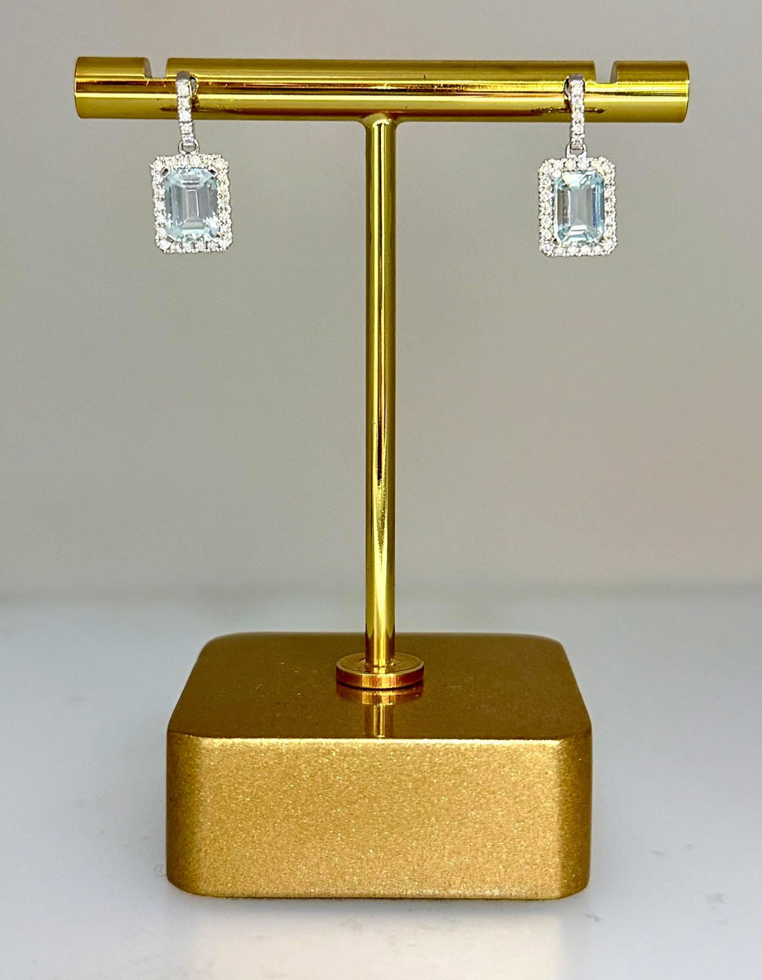Emerald Cut Aquamarine Earrings
